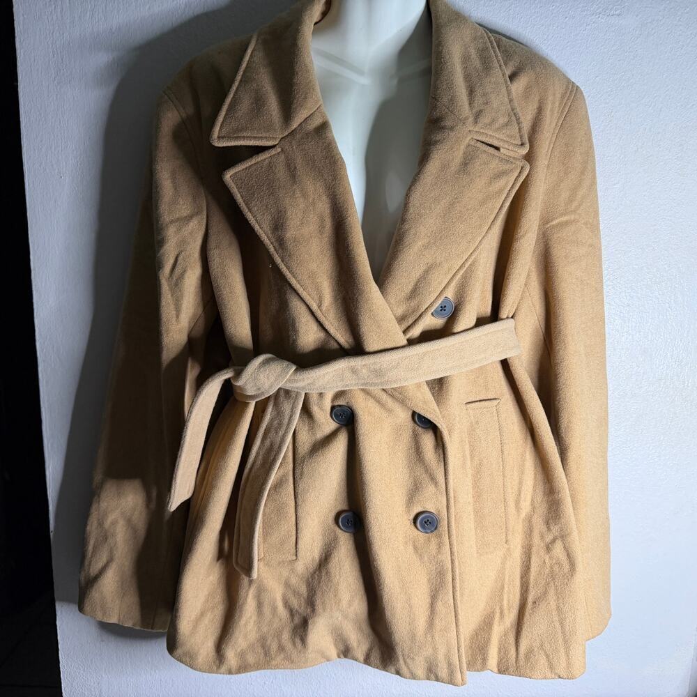 Old Navy Camel Wool Blend Belted Peacoat XXL Double Breasted